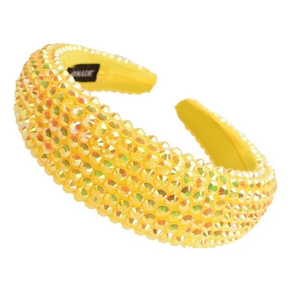 2/$22 Yellow Faceted Bead Padded Headband - Picture 1 of 6